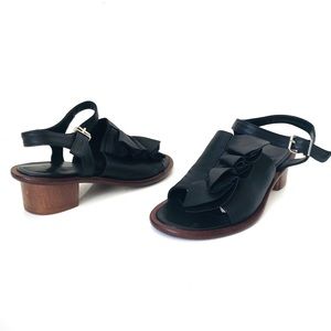 UO Black leather wooden heel Sandals